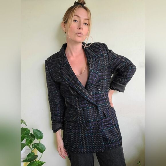 The Coco Vintage 80s Double Breasted Wool Blazer M - Picture 1 of 12